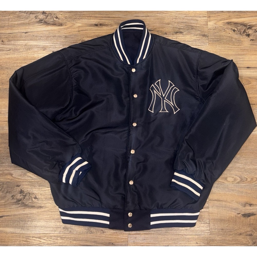 Vintage 90s JH Design Jeff Hamilton MLB Yankees Reversible Varsity Jacket XL